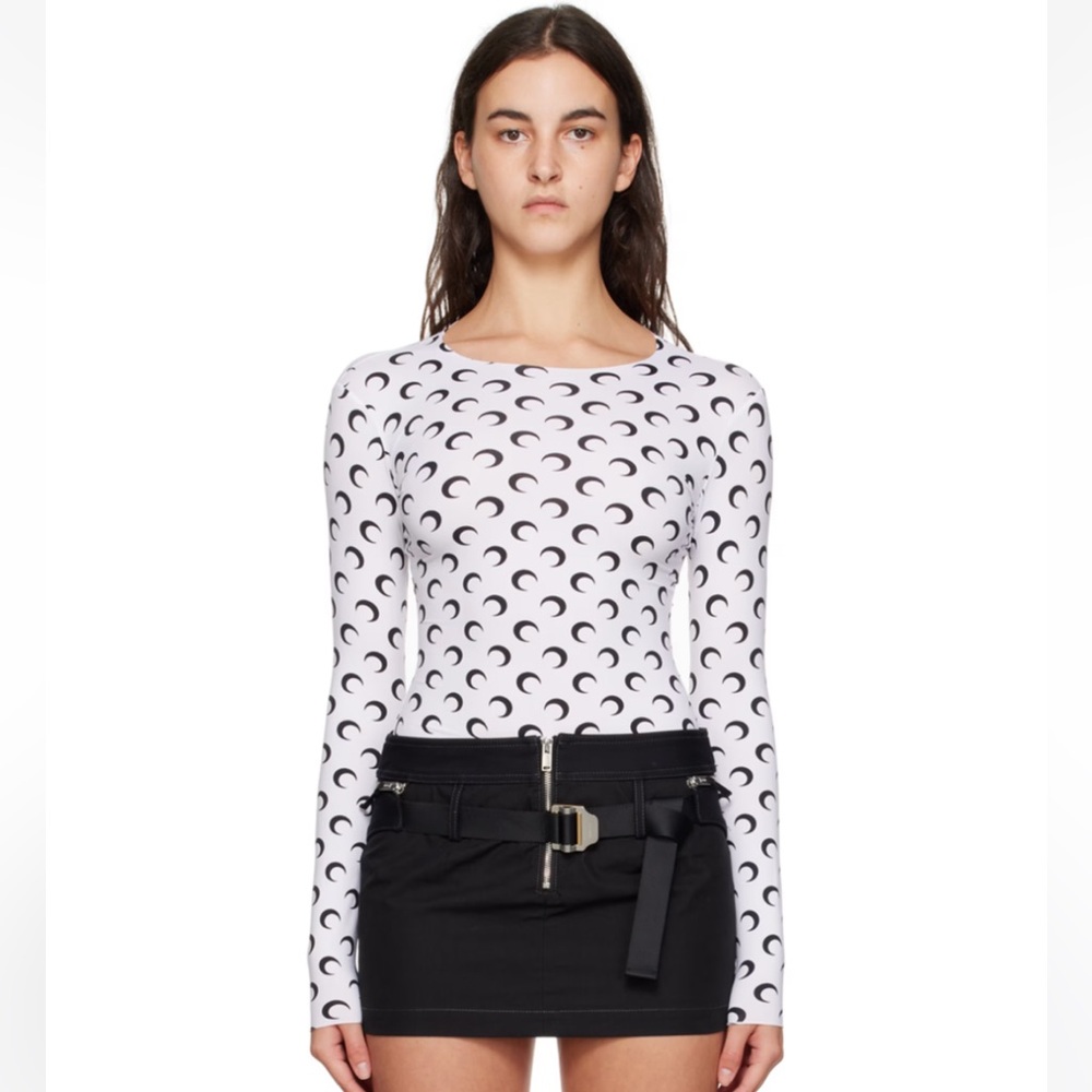 Marine Serre Borderline long sleeve all over moon top